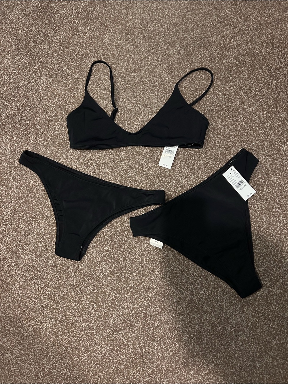 NWT 3 pieces! Black bikini set with high and low bottoms PacSun
